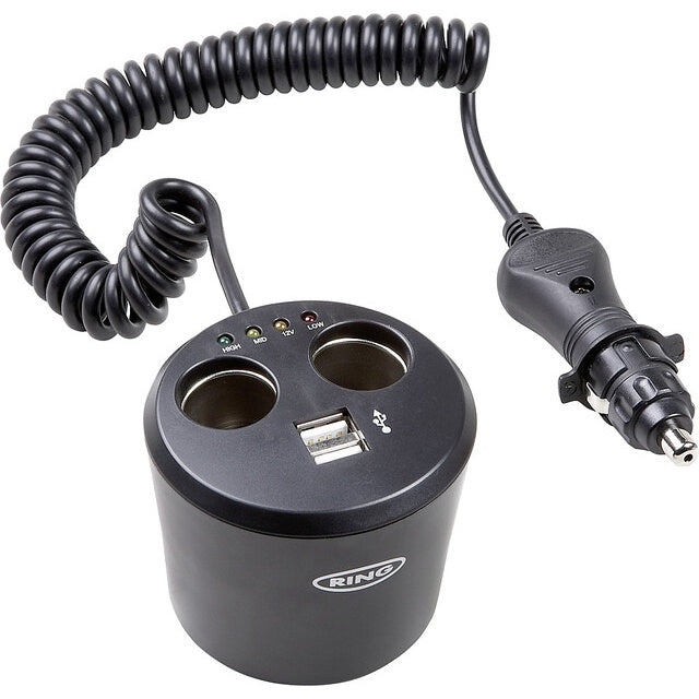 Adapter USB Ring 12V - 10A, 2x USB, Batteriestatus