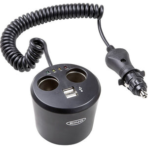 Adapter USB Ring 12V - 10A, 2x USB, Batteriestatus