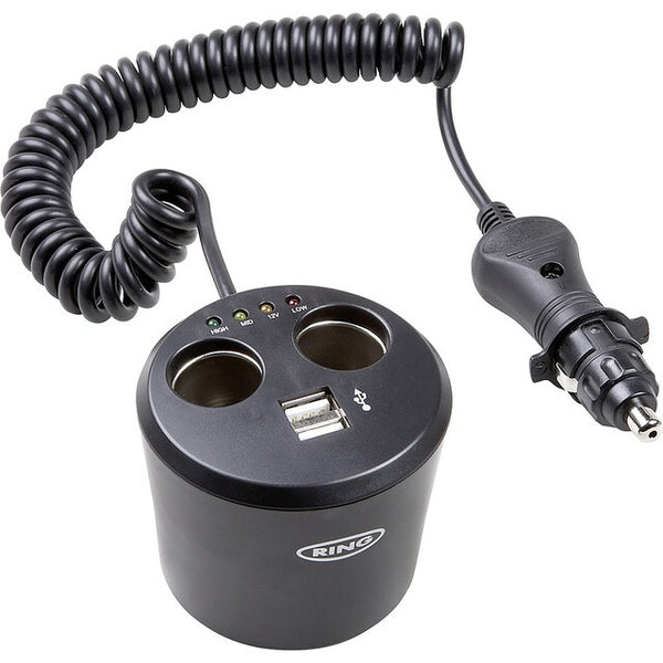 Adapter USB Ring 12V - 10A, 2x USB, Batteriestatus