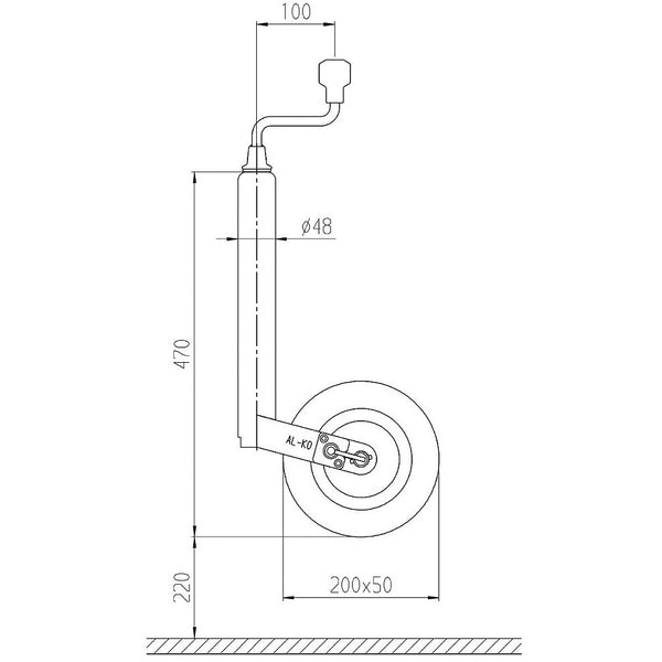AL-KO Stützrad Pinstop 200x50 Vollgummi Kunststofffelge - 4