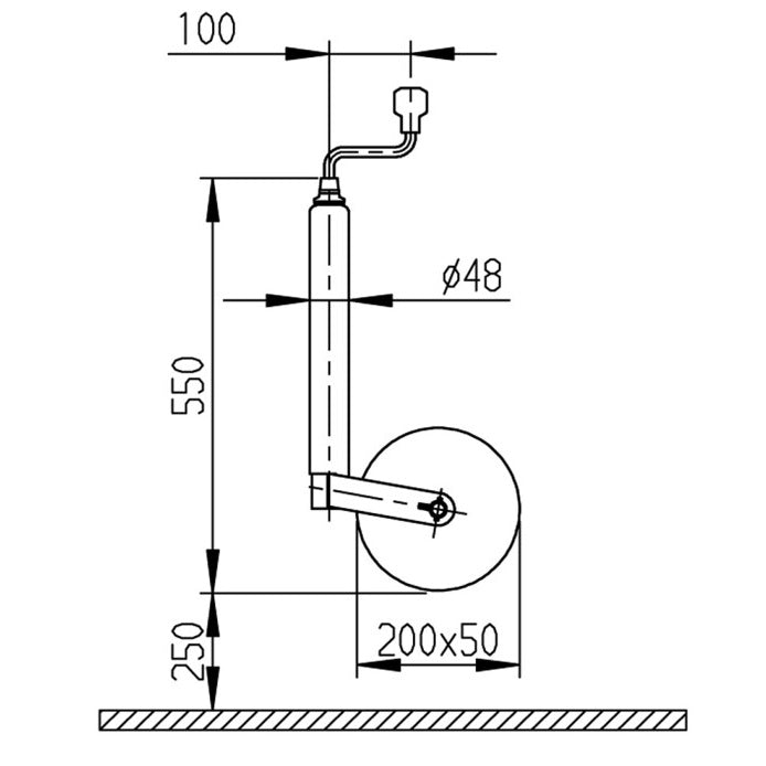 AL-KO Stützrad Plus 200x50 mm Vollgummi | Blechfelge