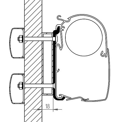 Alu-Distanzprofil 188 mm für Dethleffs TO 5