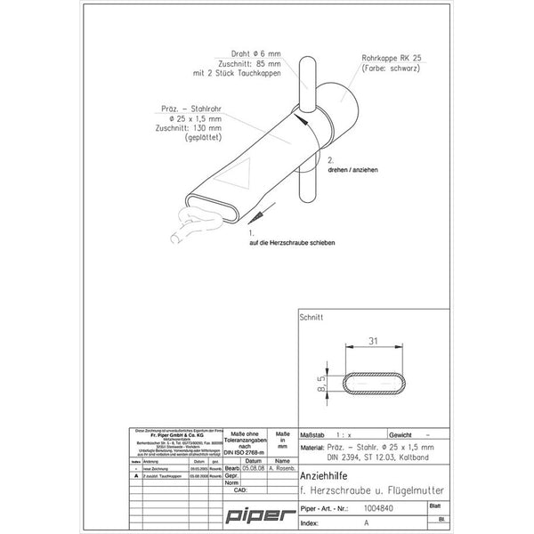 Anschraubhilfe piper – optimal für Herzschrauben