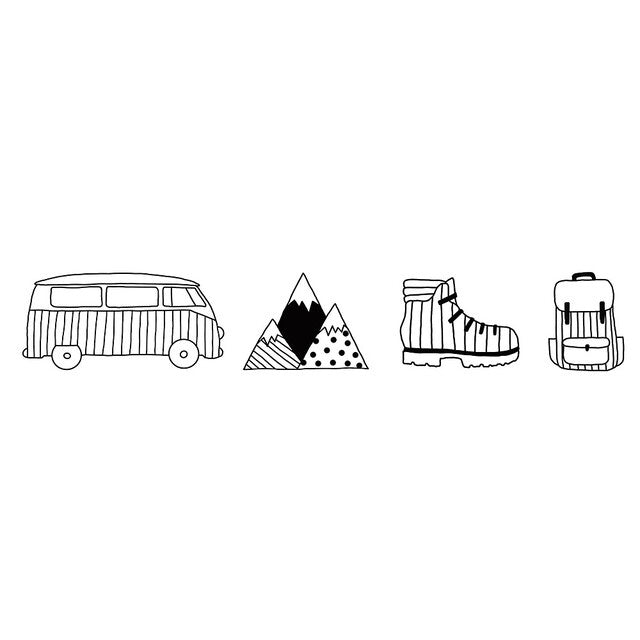 Autoaufkleber Mountain-Set schwarz (30 cm)