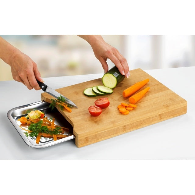 Bambus-Schneidebrett mit Edelstahlschale – WENKO