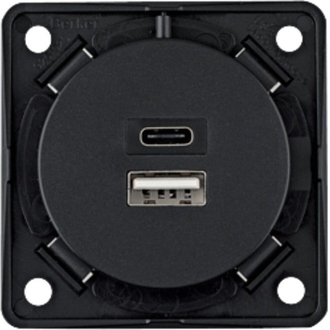 Berker 2-fach USB-Ladesteckdose A+C, anthrazit matt