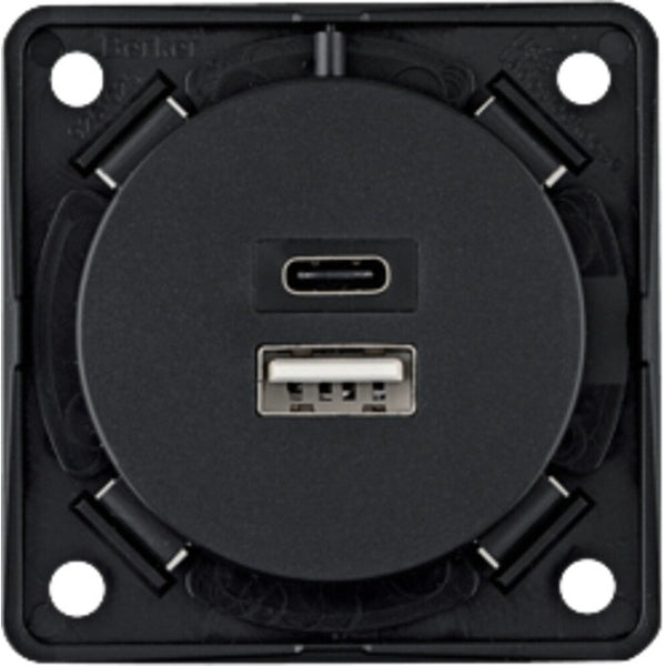 Berker 2-fach USB-Ladesteckdose A+C, anthrazit matt