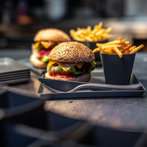 Besteckset koziol KLIKK 3-tlg grau aus BIO-Material