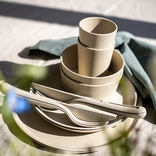 Besteckset koziol KLIKK 3-tlg in nature desert sand