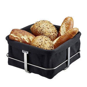 Brotkorb GEFU Brunch eckig schwarz – Edelstahl & Baumwolle