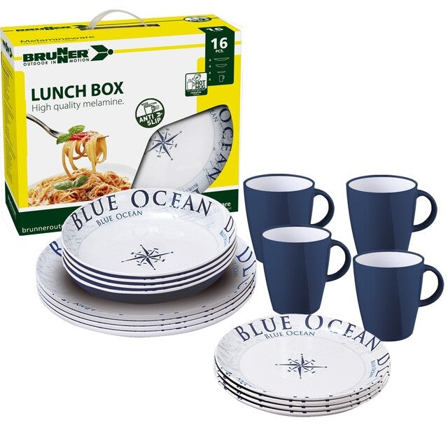 BRUNNER 16-tlg. Melamin Lunch Box – blue ocean