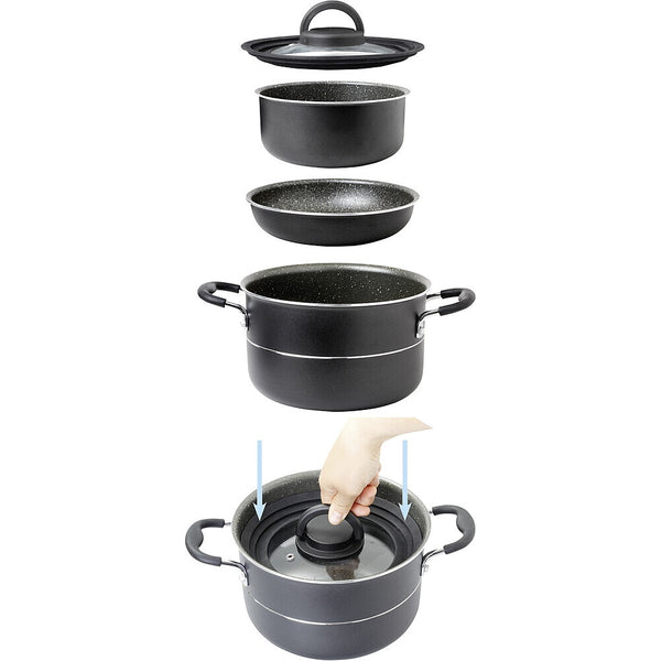 BRUNNER Pirate Topfset 7+1 Ø22 cm, schwarz - 3