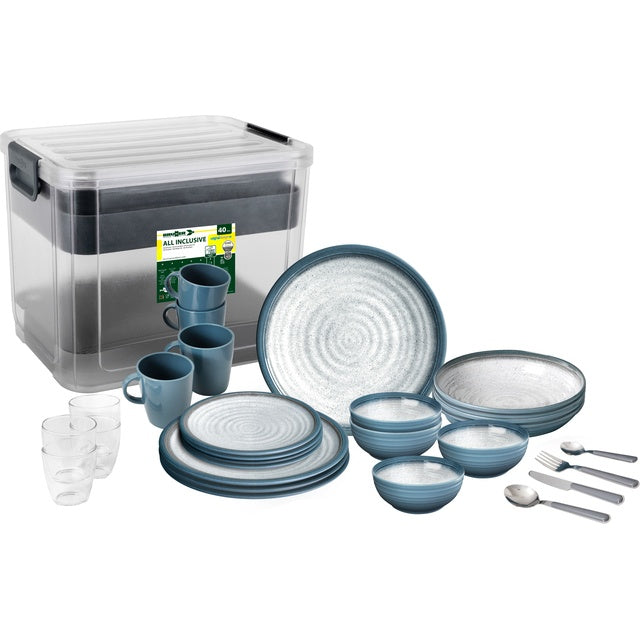 BRUNNER Tuscany Melamin-Geschirrset 40-tlg creme/blau