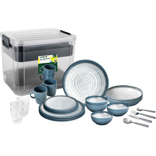 BRUNNER Tuscany Melamin-Geschirrset 40-tlg creme/blau