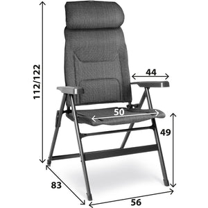 Campingstuhl VITACHIC M – verstellbare Kopfstütze, grau - 2