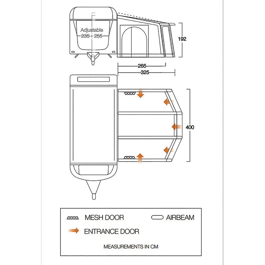Caravan Vorzelt Vango Tuscany Air 400 in Grau