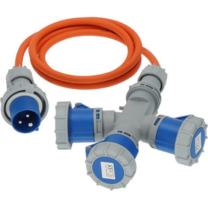 CEE Verlängerungskabel 16A 2m IP67, 3-fach Verteiler - 2
