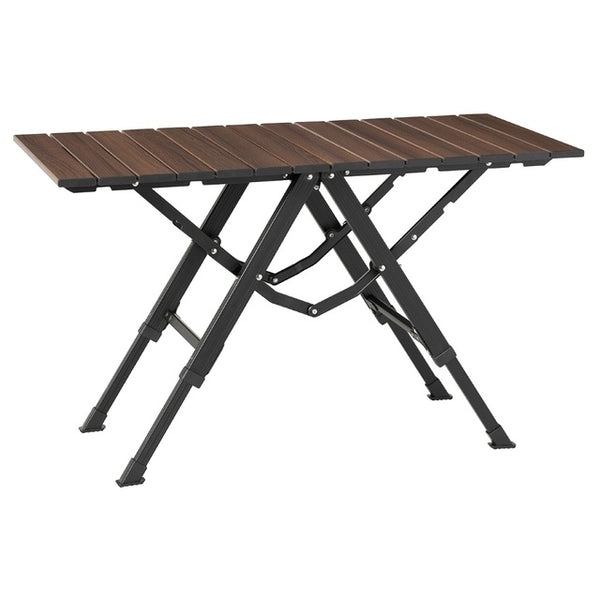 DEFA Campingtisch one action schwarz Holzoptik 80 x 40 bis 50 cm