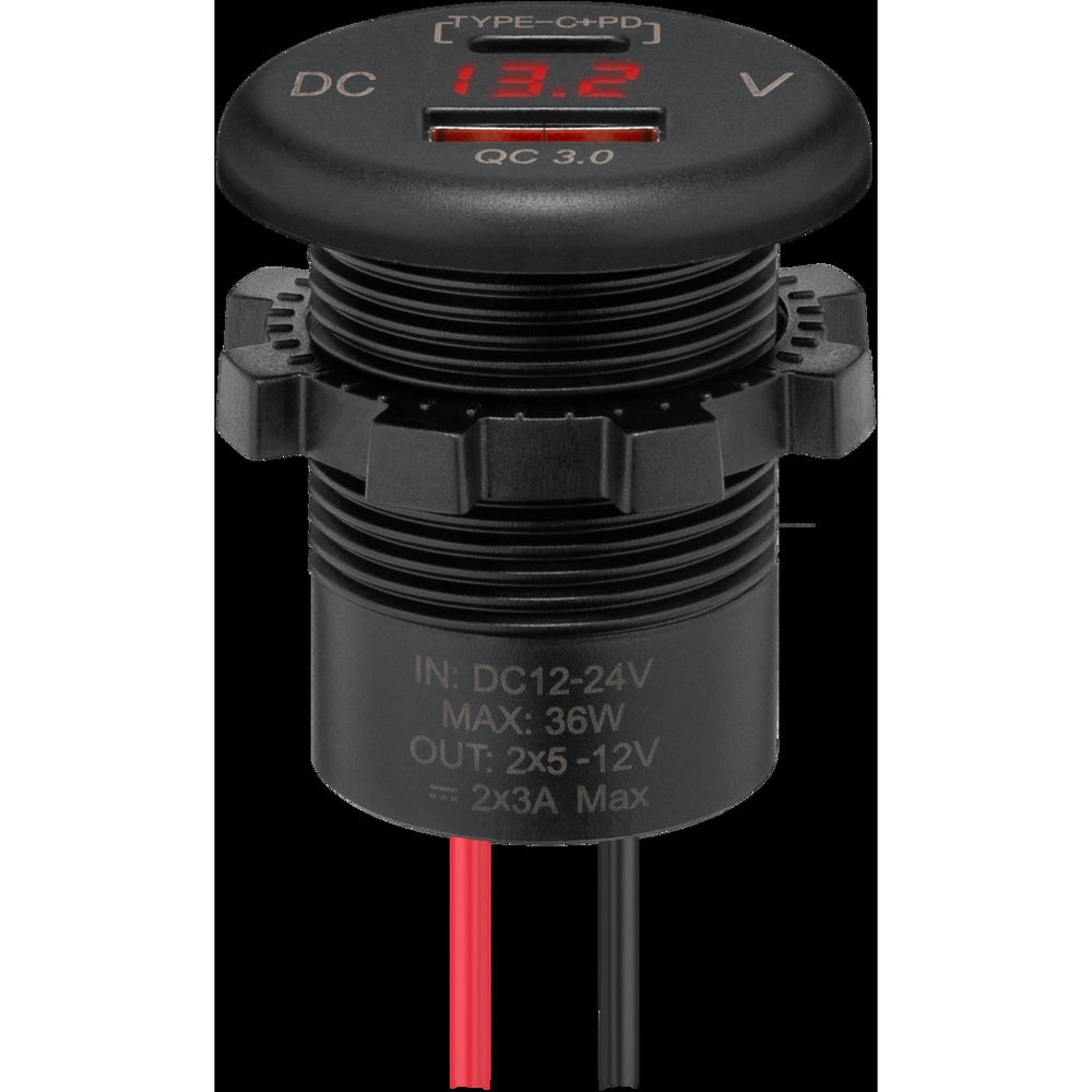 Dualer Einbau-USB Charger USB-A/USB-C 12/24V LED