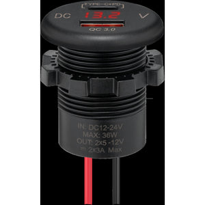 Dualer Einbau-USB Charger USB-A/USB-C 12/24V LED