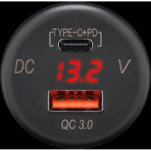 Dualer Einbau-USB Charger USB-A/USB-C 12/24V LED