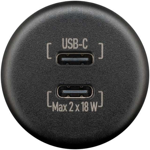 Dualer USB‑C Einbaucharger 2x18W schwarz