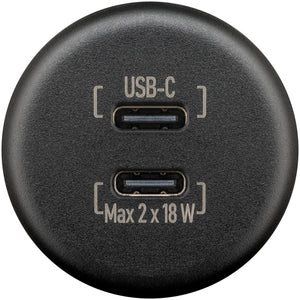 Dualer USB‑C Einbaucharger 2x18W schwarz - 2