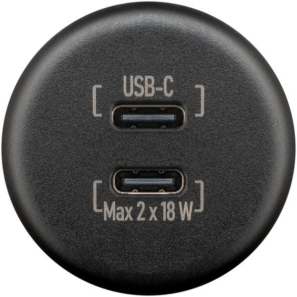 Dualer USB‑C Einbaucharger 2x18W schwarz - 2