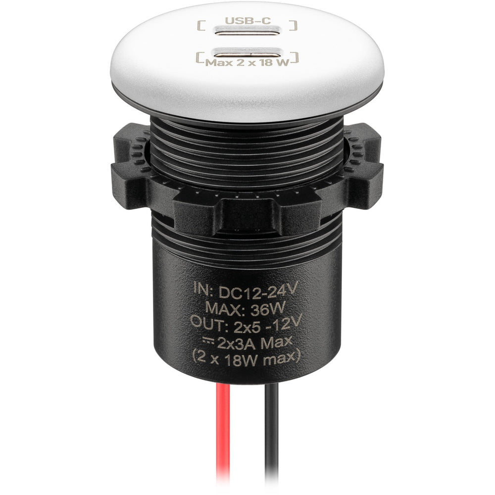 Einbau-Charger 2x USB-C 2x18W weiß