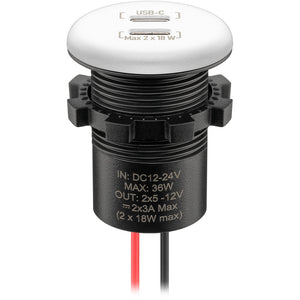 Einbau-Charger 2x USB-C 2x18W weiß