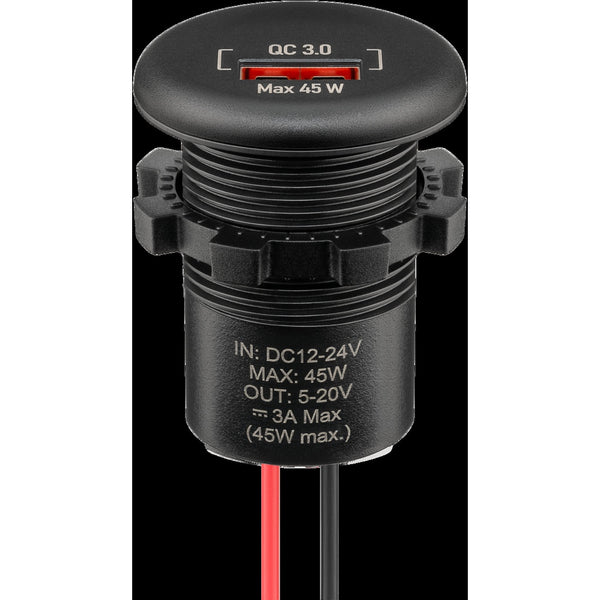 Einbaucharger USB‑A 45 W (12–24V) – schwarz