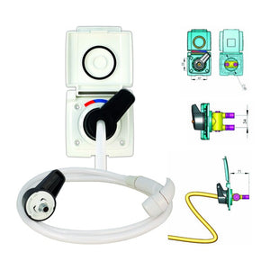 Externer Duschanschluss mit Wassersteckdose & Schlauch