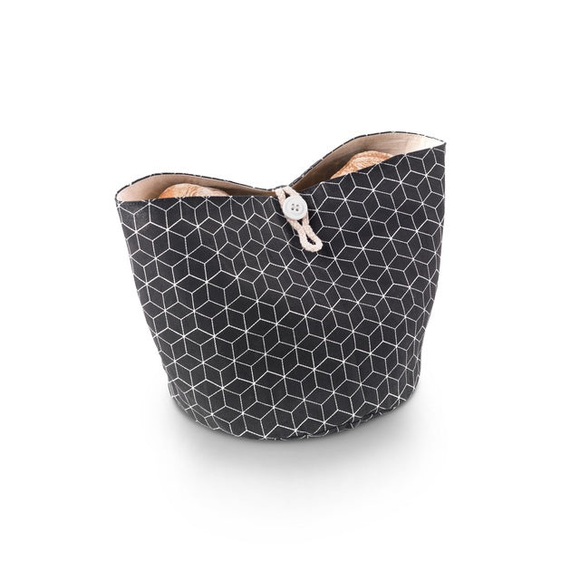 Faltbarer Brotkorb schwarz | Baumwolle 20 cm