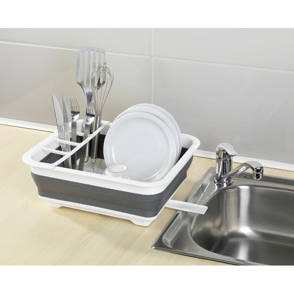 Faltbarer Geschirrabtropfer in Weiß/Grau - 3