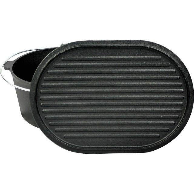 Feuertopf Gusseisen VALHAL 9L oval mit Grillmuster
