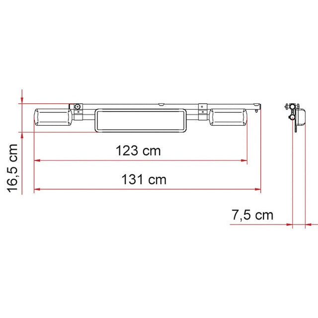 FIAMMA Leuchtenträger Kennzeichenhalter silber 131 cm