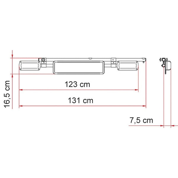 FIAMMA Leuchtenträger Kennzeichenhalter silber 131 cm