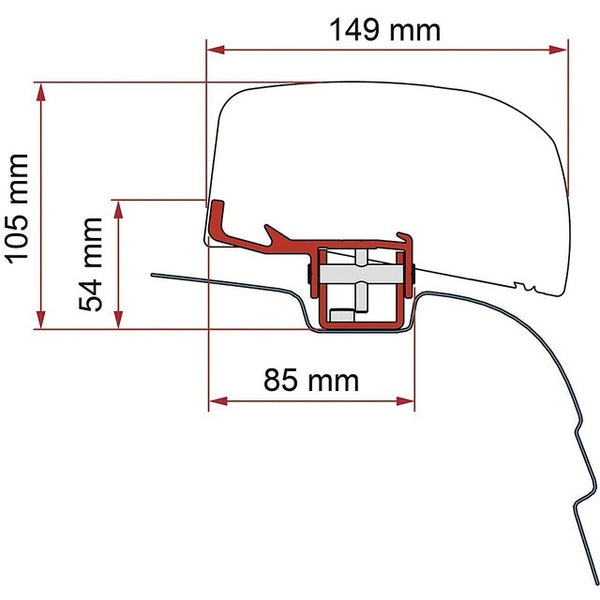 FIAMMA Markisenadapter Kit VW T5/T6 für Dachmarkise F40 Van 2-tlg. schwarz