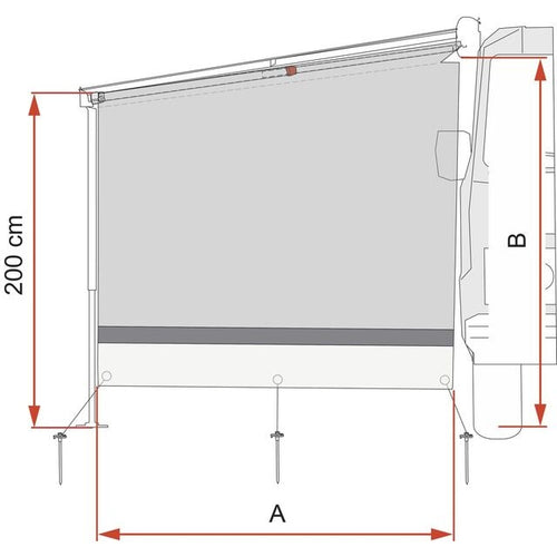 FIAMMA Seitenwand Set Sun View grau inkl. Spannstangen 190 bis 250 cm