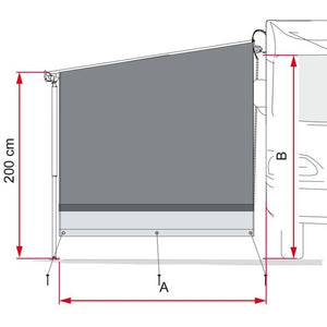 FIAMMA Seitenwand Side Block PVC grau inkl. Spannstange 230 bis 240 cm