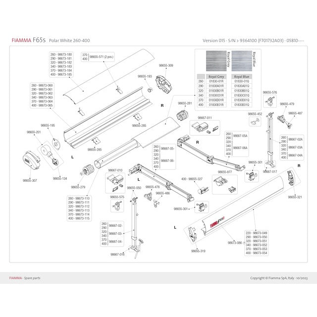 Frontblenden Endkappe rechts Polar White F 65S 260-400