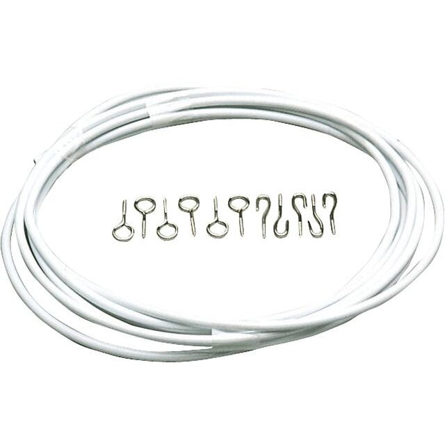 Gardinenspirale 10 m mit 10 Haken & Ösen, weiß