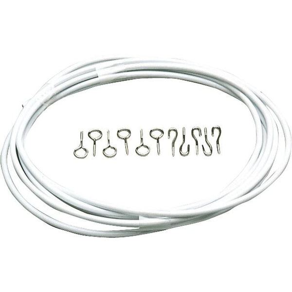 Gardinenspirale 10 m mit 10 Haken & Ösen, weiß