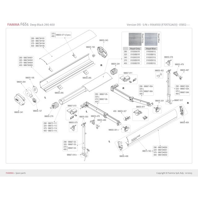 Gelenkarm für Markise F65S 320-490 cm (links)