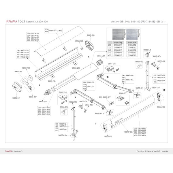Gelenkarm für Markise F65S 320-490 cm (links)