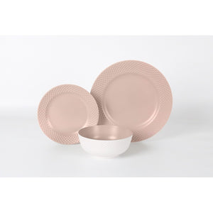 Geschirrset Blush 12-tlg. pink – Melamin, spülmaschinenfest