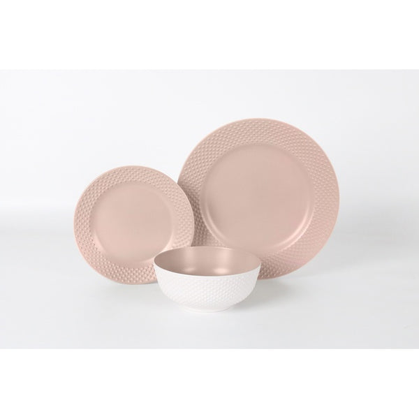 Geschirrset Blush 12-tlg. pink – Melamin, spülmaschinenfest