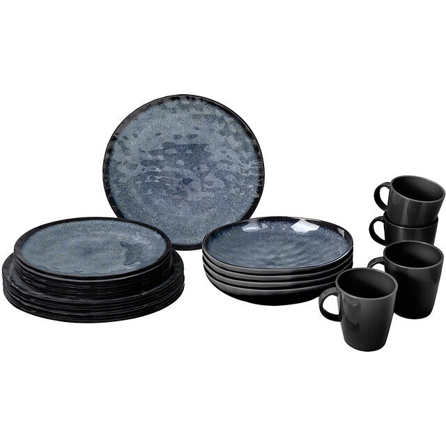 Geschirrset BRUNNER 16-tlg. schwarz/blau