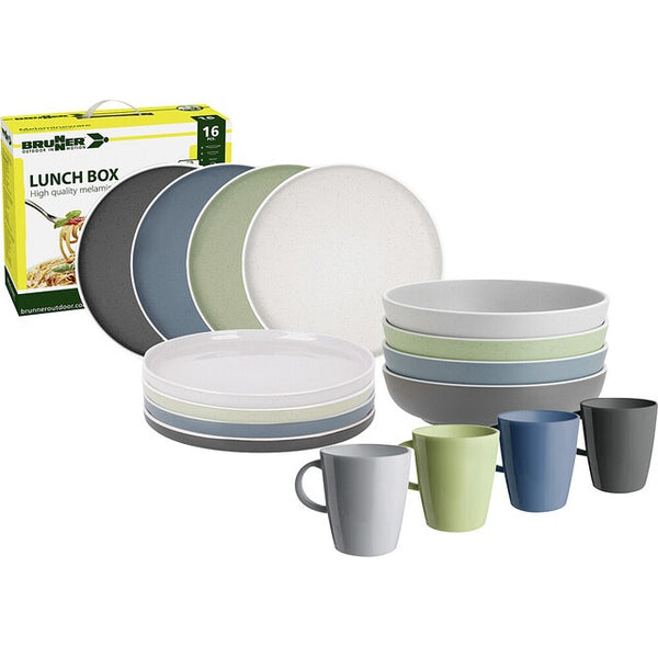 Geschirrset BRUNNER Dolomit 16-teilig in grün/blau