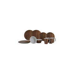 Geschirrset Melamin 16-tlg. Nature Line teak